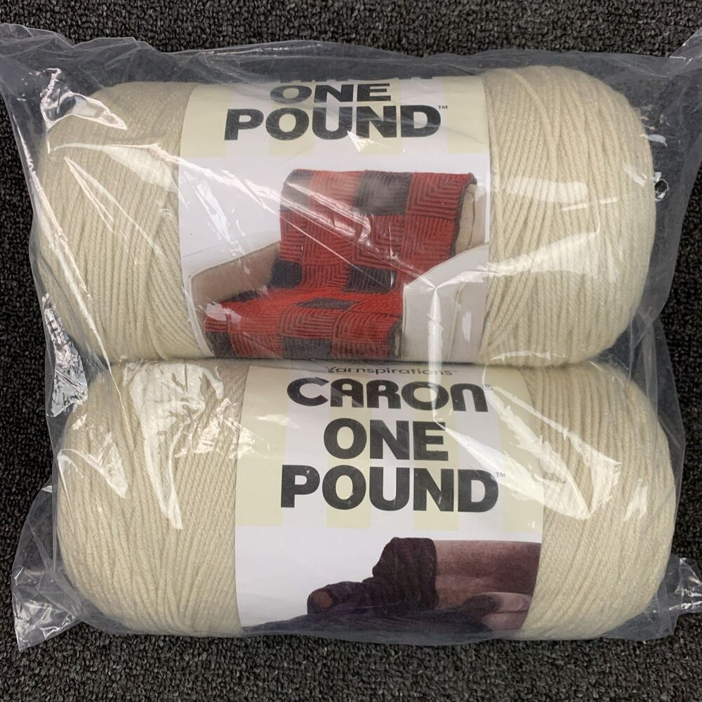 Lot Of 2 Yarnspirations Caron One Pound Off White Acrylic Yarn 16oz 812yds